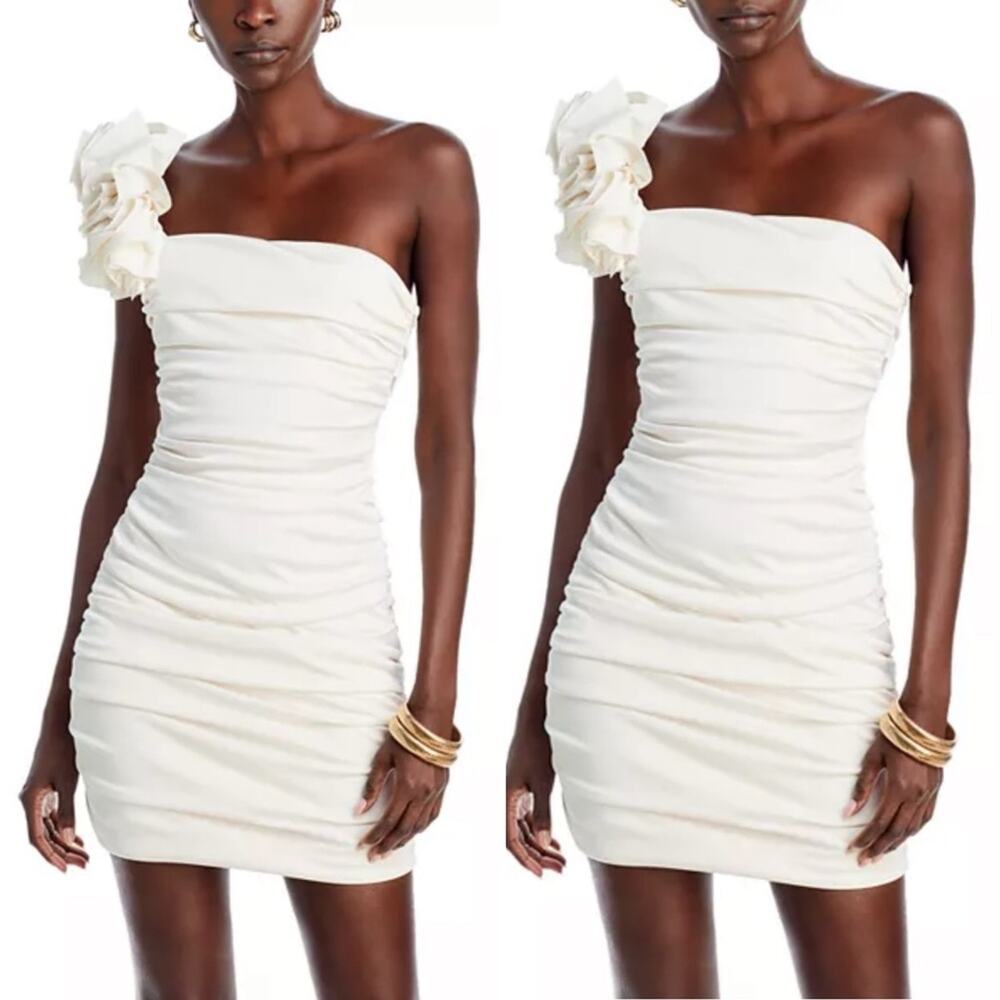 NWT NEW Monique Lhuillier Farren Ivory White Bodycon Mini Dress Size 6
